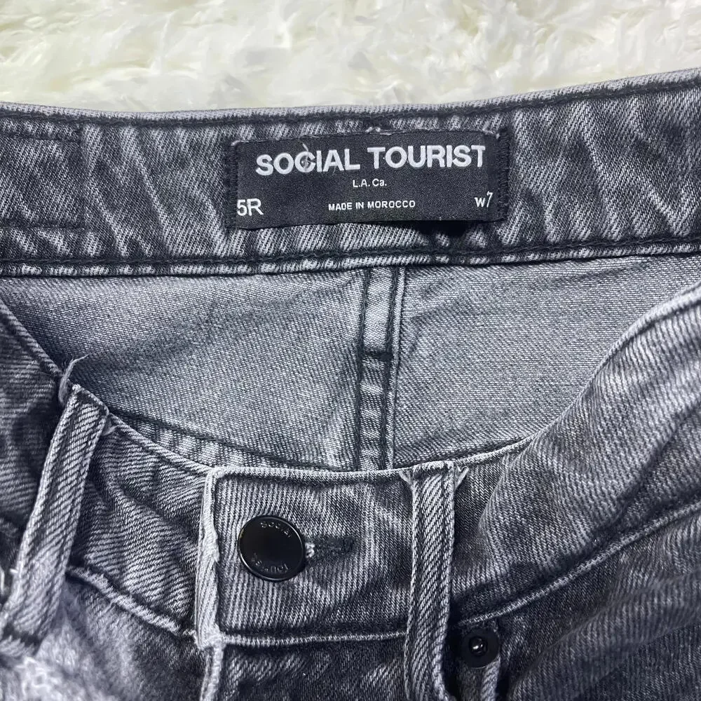 Social Tourist Women's Wide Leg Two-Tone Patchwork Jeans